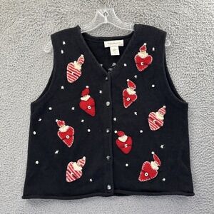 Vintage Susan Bristol Christmas Knit Sweater Vest Holiday Ugly Women's Medium